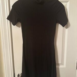 Hollister Black Ribbed Short Sleeve Dress